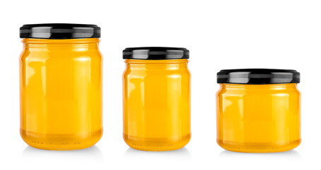 Set of honey banks isolated on white background
