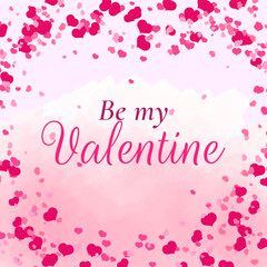 Be my Valentine card with pink love background