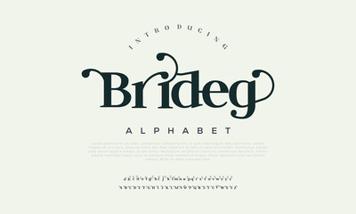 Bridge Elegant alphabet serif fonts. Luxury retro lettering typography decorative concept for wedding invitations, letters, signs, fashion and many more. vector illustration - obrazy, fototapety, plakaty