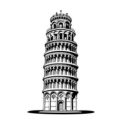 Obraz premium The Leaning Tower of Pisa is a landmark of Italy. Vector illustration on white background