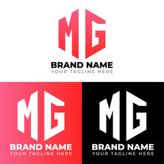 M G Double Letters Polygon Logo, Two letters M G logo design, Minimalist creative vector logo design template