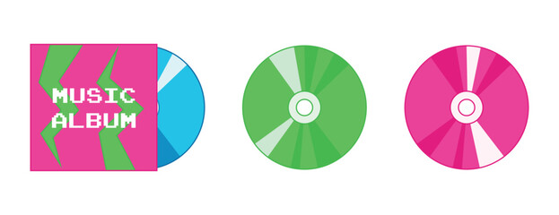 Music album with CDs. Vector illustration