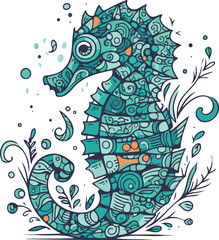 Seahorse zentangle hand drawn doodle vector illustration