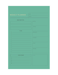 Weekly Planner (Nature) Minimalist planner template set. Vector illustration.	