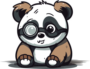 Cute panda with glasses vector illustration on white background