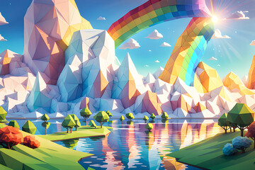 landscape with sun and clouds generative ai