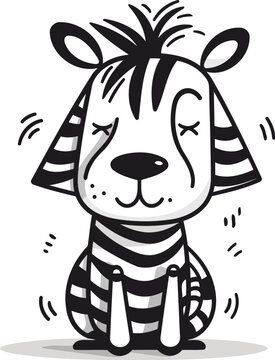 Cute cartoon zebra isolated on white background vector illustration