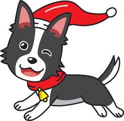 Cartoon shepherd dog with christmas costume for design.