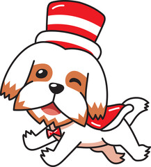Cartoon shih tzu dog with christmas costume for design.