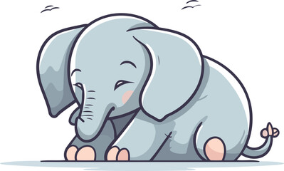 Cute cartoon elephant vector illustration isolated on a white background