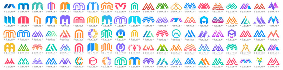 collection abstract letter M logo design. modern logotype M design with colorful. vector illustration