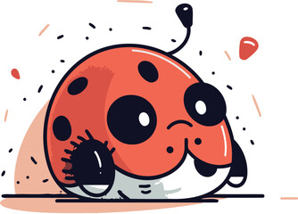 Cute cartoon ladybug vector illustration in a flat style