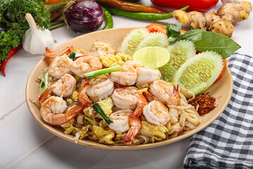 Asian cuisine frien rice with shrimps