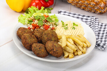 Falafel with hummus and fried potato