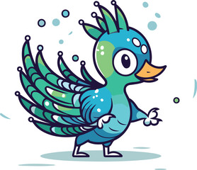 Cute cartoon bird vector illustration isolated on white background