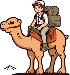 Tourist with camel vector illustration of a tourist on a camel