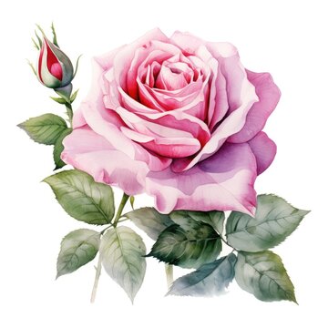 watercolor rose flower illustration on a white background.