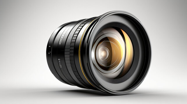 Camera lens isolated. Telephoto zoom lens for photography