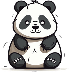 Cute cartoon panda sitting on white background vector illustration