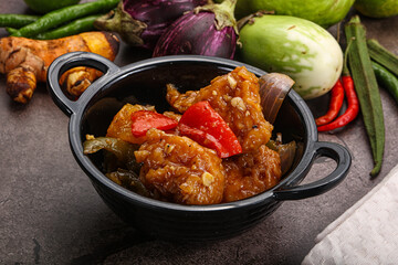 Chinese cuisine - prawn with chili sauce