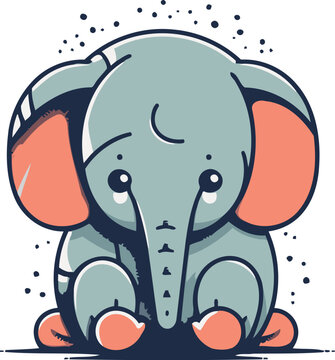 Cute cartoon elephant vector illustration of a cute baby elephant