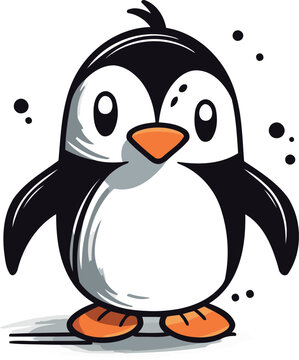Cute cartoon penguin vector illustration isolated on white background