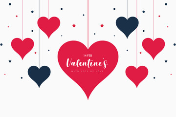 Valentines day for stylish hanging hearts cloud background banner poster design vector file