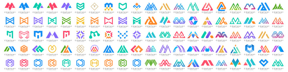 collection abstract letter M logo design. modern logotype M design with colorful. vector illustration