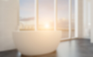 Scandinavian bathroom, classic  vintage interior design. 3D rend. Abstract blur phototography.
