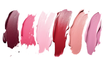 set collection of Assorted Lipstick smear smudge swatch isolated on white or transparent png