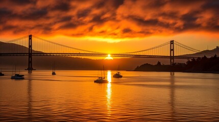 Fototapeta na wymiar Sunset Casting its Warmth Across the Bay Area