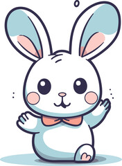 Obraz na płótnie Canvas Cute cartoon bunny with bow tie and bow tie vector illustration