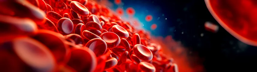 Fotobehang Red blood cells, blood diseases, leukemia, bleeding © TopMicrobialStock