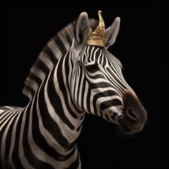 Portrait of a majestic Zebra with a crown