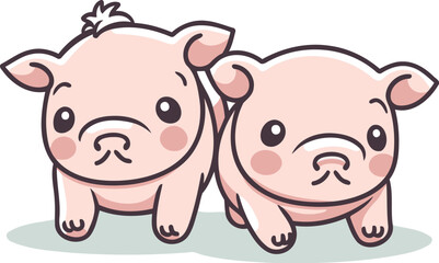 Cute pig cartoon vector illustration isolated on white background