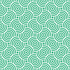 Fototapeta premium Green and white seamless japanese style intersecting circles spiral pattern