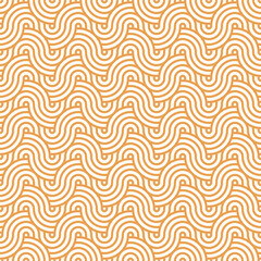 Orange seamless abstract geometric japanese circles lines and waves pattern