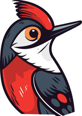 Dendrocopos major great spotted woodpecker vector illustration - obrazy, fototapety, plakaty