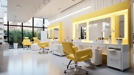 Contemporary Beauty Parlor Design with Bright Minimalism and Functional Workstations