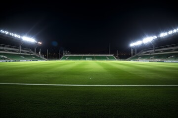 a football field with lights at night
