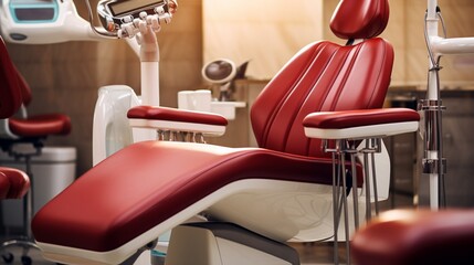 Fototapeta premium Detailed View of Dental Chair with equipments
