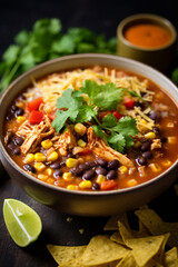 Hearty Simplicity: Slow Cooker Chicken Taco Soup with a Touch of Fresh Cilantro