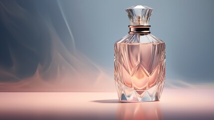 a bottle of perfume on a table - obrazy, fototapety, plakaty