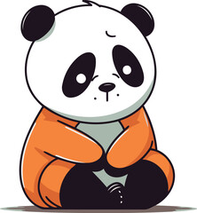 Cute cartoon panda sitting on the floor vector illustration