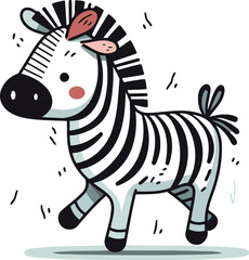 Zebra vector illustration cute cartoon zebra isolated on white background