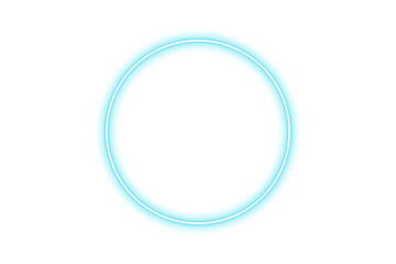 Neon laser circle, glowing ring with light. Blue ray circular with light effect. Techno futuristic impulse circle isolated on transparent background. Vector illustration