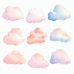 watercolor cute cloud illustration cartoon style