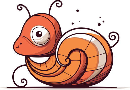 Cute cartoon snail vector illustration isolated on a white background