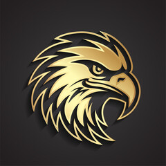 3d gold eagle head logo design