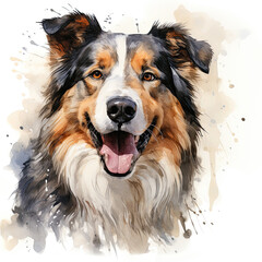 watercolor Alaskan Malamute clipart, Generative Ai